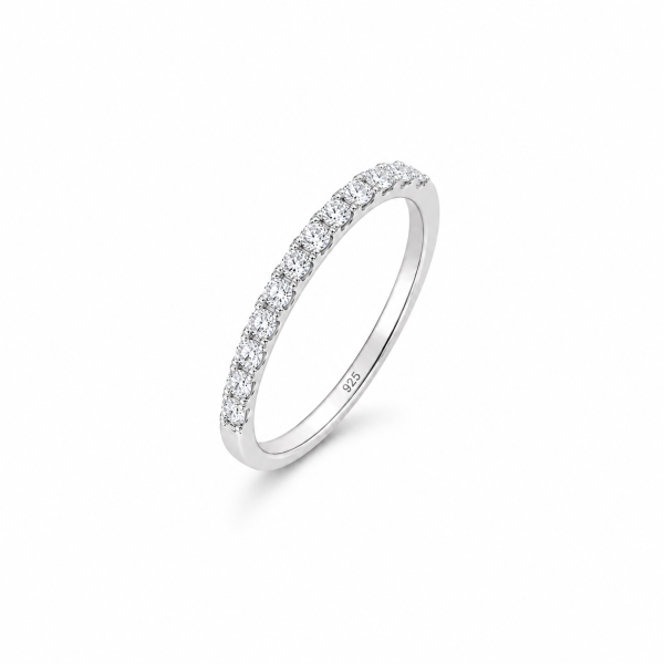 American Diamond Silver Band Ring - ZILVARA